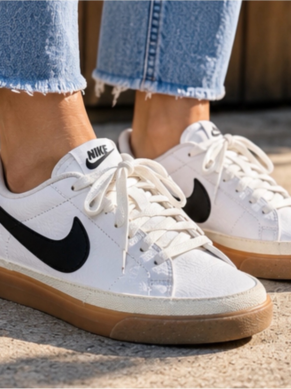 Nike Women’s Court Legacy Next Nature White Black Gum sneakers, sz 7